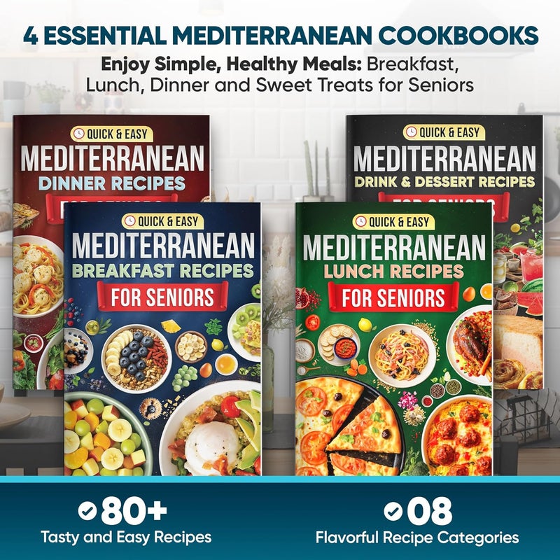 TUSGOR The Complete Mediterranean Diet for Seniors — 5 Mediterranean Diet Cookbook Set Full-Color Large Print with Versatile Recipes & 30-Day Meal Plan | Includes Breakfast, Lunch, Dinner, Drink & Desserts - Image 4
